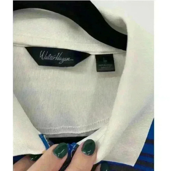 Walter Hagen Men's Performance Golf Polo Athletic Blue & White Moisture Wicking - Picture 4 of 6